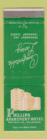 Matchbook Cover - Philips Apartment Hotel Bartlesville OK