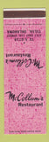 Matchbook Cover - McCollum's Restaurant Tulsa OK