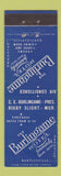 Matchbook Cover - Burlingame Hotel Bartlesville OK