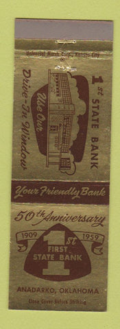 Matchbook Cover - 1st State Bank Anadarko OK 1959