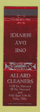 Matchbook Cover - Allard Cleaners Tulsa OK WEAR