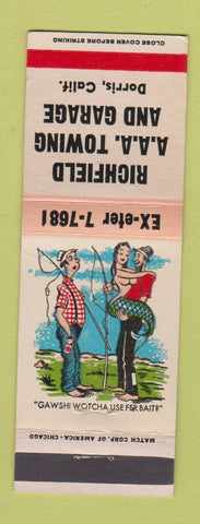 Matchbook Cover - Richfield AA Towing oil gas Dorris CA hillbilly