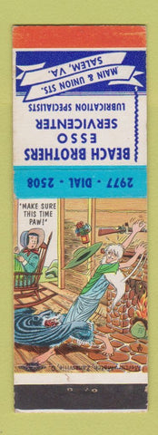 Matchbook Cover - Beach Brothers Esso oil gas Salem VA hillbilly