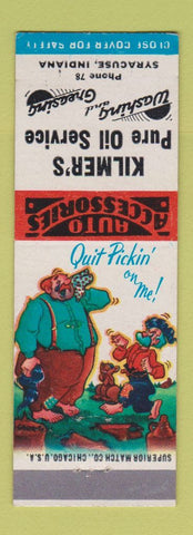 Matchbook Cover - Kilmer's Pure oil gas Syracuse IN hillbilly