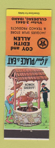 Matchbook Cover - Coy Edith Allen Texaco oil gas Culdesac ID hillbilly