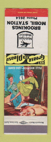 Matchbook Cover - Mobil oil gas Brookings OR? hillbilly