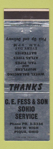 Matchbook Cover - CE Fess Sohio oil gas Piqua OH WEAR