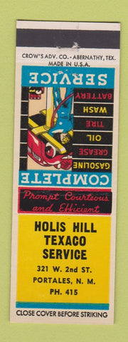 Matchbook Cover - Holis Hill Texaco oil gas Portales NM