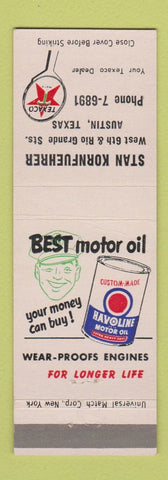 Matchbook Cover - Texaco oil gas Stan Kornfuehrer Austin TX