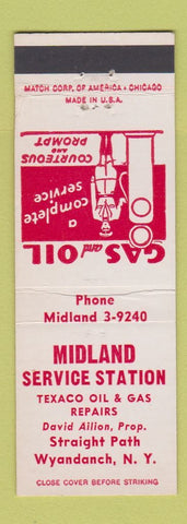 Matchbook Cover - Midland Texaco oil gas Wyandanch NY