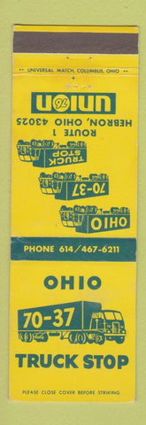 Matchbook Cover - Ohio Truck Stop Union oil gas Hebron OH