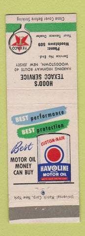 Matchbook Cover - Hood's Texaco oil gas Woodstown NJ