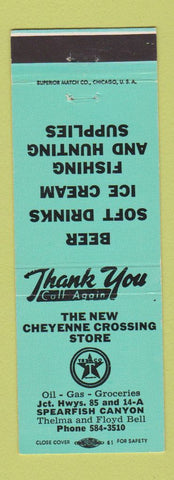 Matchbook Cover - Texaco oil gas New Cheyenne Crossing Store Deadwood SD