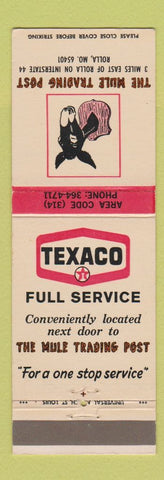 Matchbook Cover - Texaco oil gas Mule Trading Post Rolla MO