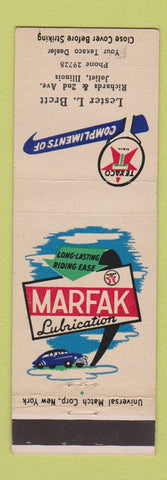 Matchbook Cover - Texaco oil gas Lester Brett Joliet IL