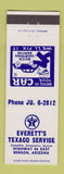 Matchbook Cover - Everett's Texaco oil gas Benson AZ