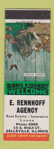 Matchbook Cover - E Rennhoff Insurance Real Estate Belleville IL