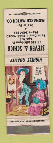 Matchbook Cover - Steven Schick Monarch Match Palm Desert CA WEAR hillbilly