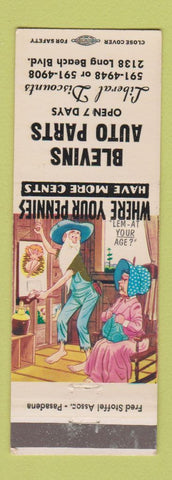 Matchbook Cover - Blevins Auto Parts Long Beach CA hillbilly