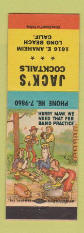 Matchbook Cover - Jack's Cocktails Bar Long Beach CA hillbilly
