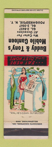 Matchbook Cover - Buddy & Tony's Mobile Canteen Poughkeepsie NY hillbilly
