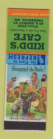 Matchbook Cover - Kidd's Cafe Frederick MD hillbilly