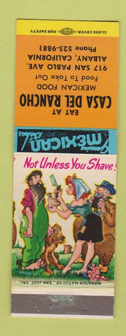 Matchbook Cover - Casa Del Rancho Mexican Restaurant Albany CA hillbilly