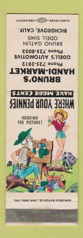Matchbook Cover - Bruno's Handi Market Richgrove CA hillbilly