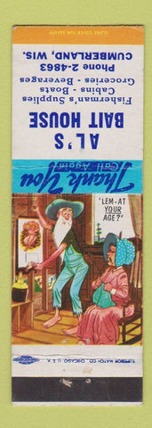 Matchbook Cover - Al's Bait House Cumberland WI grocery cabins hillbilly