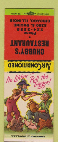 Matchbook Cover - Chubby's Restaurant Chicago IL hillbilly