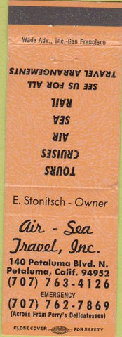 Matchbook Cover - Air Sea Travel Petaluma CA orange
