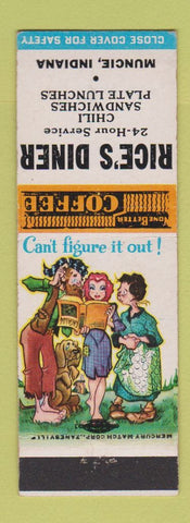 Matchbook Cover - Rice's Diner Muncie IN hillbilly