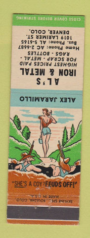 Matchbook Cover - Al's Iron and Metal Scrap Denver Colorado hillbilly
