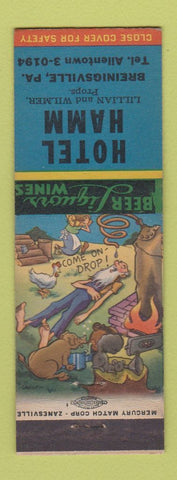 Matchbook Cover - Hotel Hamm Breinigsville PA hillbilly