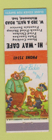 Matchbook Cover - Hi Way Cafe Richmond IN WEAR hillbilly