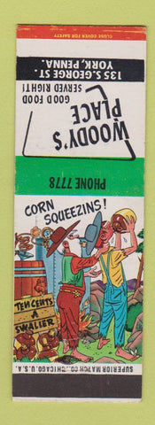 Matchbook Cover - Woody's Place York PA hillbilly