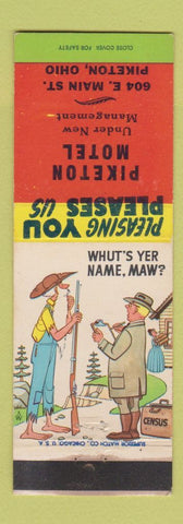 Matchbook Cover - Piketon Motel OH hillbilly