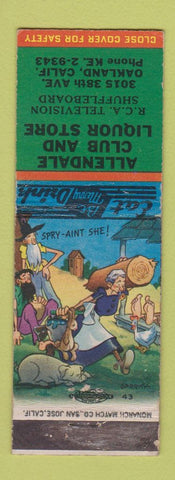 Matchbook Cover - Allendale Club and Liquor Store RCA TV Oakland CA hillbilly