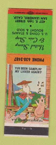 Matchbook Cover - United Stamp and Coin Shop San Leandro CA hillbilly