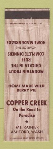 Matchbook Cover - Copper Creek Restaurant Ashford WA