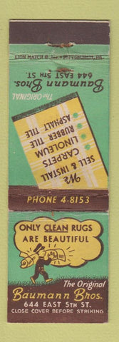 Matchbook Cover - Baumann Bros Rug Cleaning flooring Erie PA WEAR