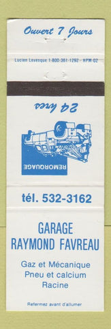 Matchbook Cover - Garage Raymond Favreau Racine QC