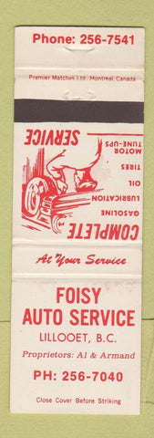 Matchbook Cover - Foisy Auto Service Lillooet BC WEAR