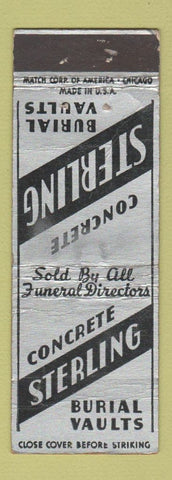 Matchbook Cover - Concrete Sterling Burial Vaults WEAR