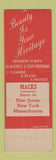Matchbook Cover - Dermetics Oils Magic Drops Beauty WWII Macks NJ NY MA