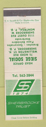 Matchbook Cover - Sherbrooke Trust QC Montreal QC Siege Social