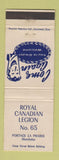 Matchbook Cover - Royal Canadian Legion Portage La Prairie MB