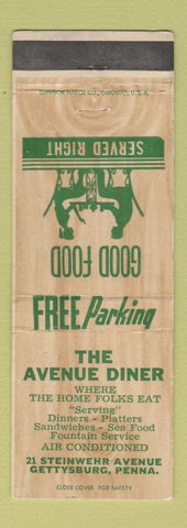 Matchbook Cover - Avenue Diner Gettysburg PA