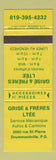 Matchbook Cover - Grise & Freres Auto Repair Drummondville QC YELLOW