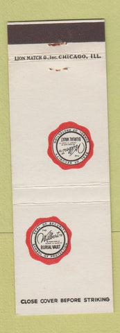 Matchbook Cover - Wilbert Burial Vaults WHITE